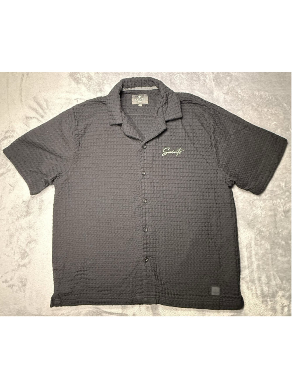Saints Studio Men's Black Short Sleeve Button Up Collar Shirt Size XL